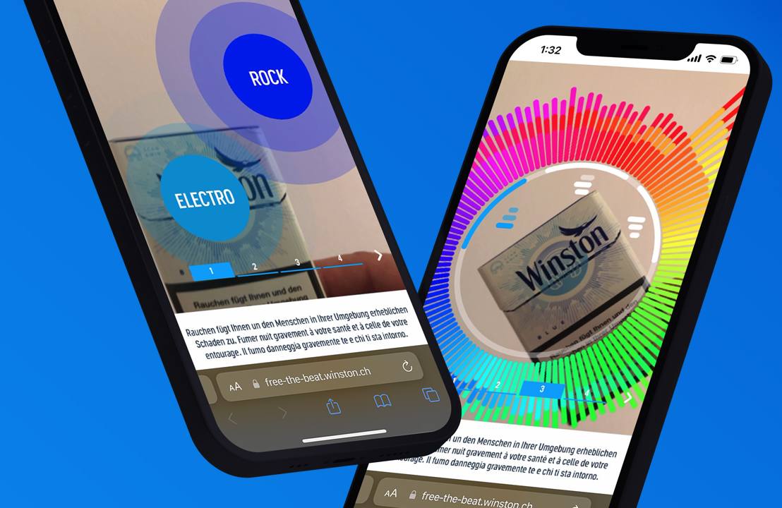 Winston Free the Beat, expérience WebAR sur mobile