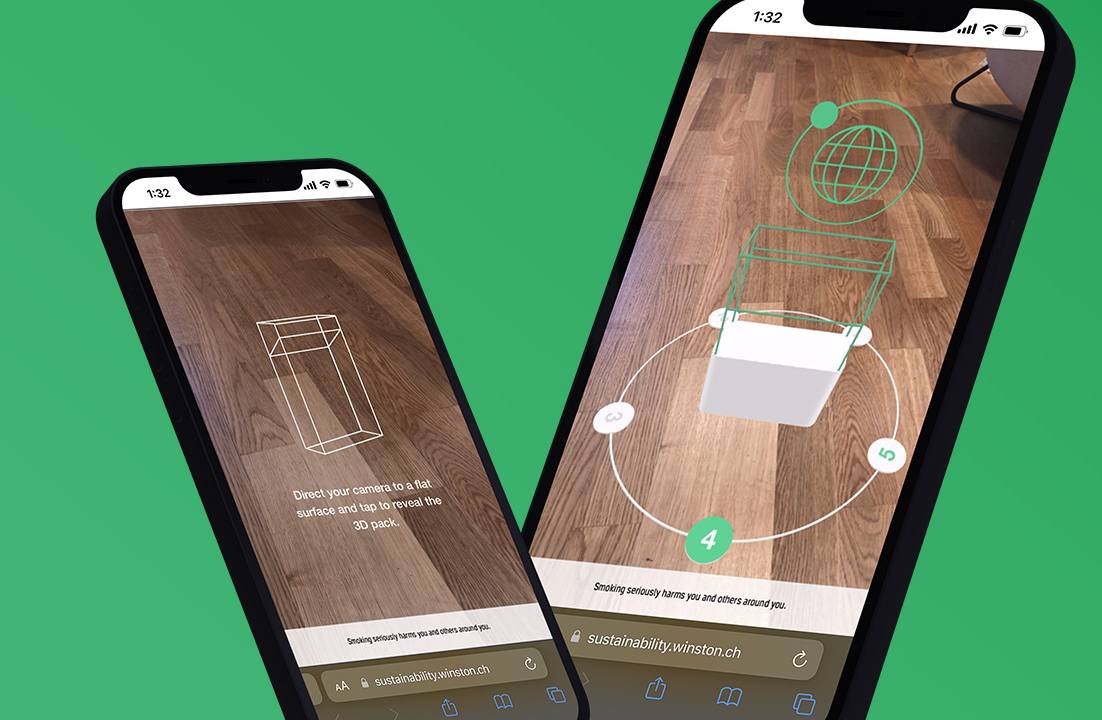 Winston Sustainability, expérience WebAR sur mobile